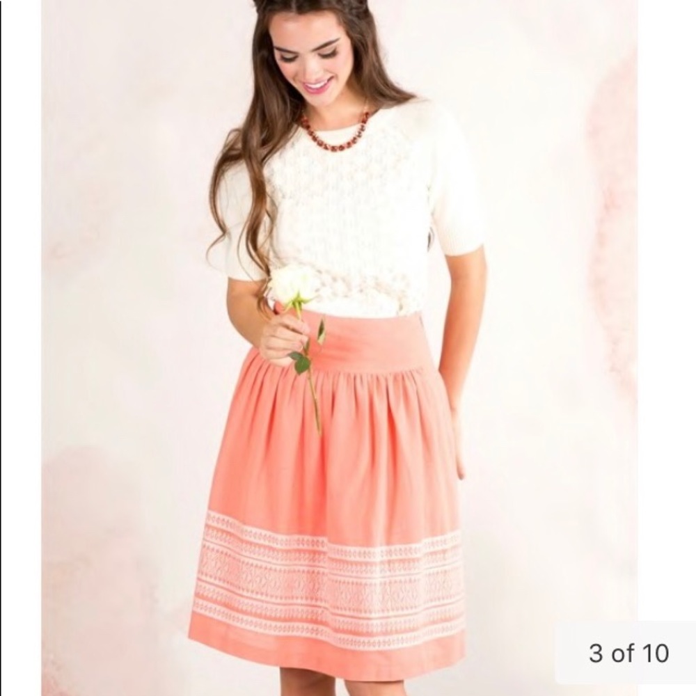 High Waist Coral Spring Skirt